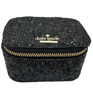 KATE SPADE Jasmine Laurel Way Black Glitter‎ Jewelry Box Travel Case Holder